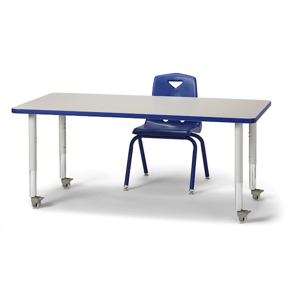 Berries Rectangle Activity Table, 30 in. x 60 in., Mobile, Freckled Gray/Blue/Gray